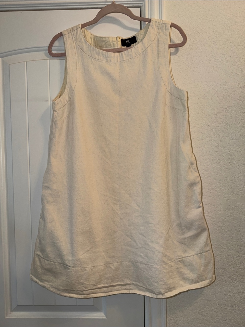 BR Cream Denim Sleeveless Shift Dress, Sz M